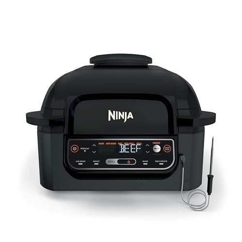 Ninja® Foodi™ Smart 5-in-1 Indoor Grill | With 4-Quart Air Fryer, Roast, Bake, Dehydrate, and Smart Cook System | Black | LG451BK