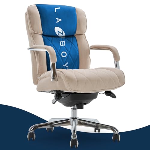 La-Z-Boy Sutherland Ergonomic Fabric Swivel Computer and Desk Chair, Cream (CHR10048D)