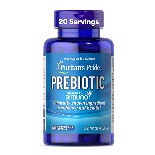 Puritan's Pride Prebiotics for Men and Women Powered by Bimuno, Dietary Supplement for Advanced Gut Health, Helps to Alleviate Bloating, 60 Rapid Release Capsules