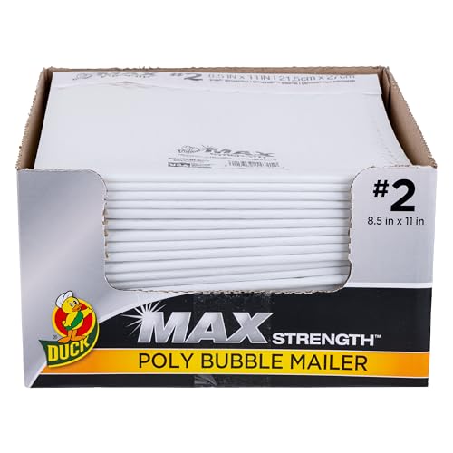 Duck Max #2 Poly Bubble Mailer, Water and Tear Resistant for Mailing and Shipping, White, 8.5 inch x 11 inch, 25 Pack