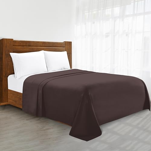 Luxury Flat Sheet on Amazon Elegant Comfort Wrinkle-Free 1500 Premier Hotel Quality 1-Piece Flat Sheet, King Size, Chocolate Brown