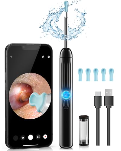 Jegoat Ear Wax Removal, 1080P HD Scope and 6 LED Lights, Ear Cleaner with Camera, Ear Cleaning Kit - Earwax Remover Tool with 5 Spoon (Onyx)