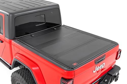 Rough Country Hard Tri-Fold Truck Bed Cover, Flip Up Truck Tonneau Covers for Jeep Gladiator JT (2020-2024) - 5ft Jeep Gladiator Bed Cover, Tonneau Cover - 49620500