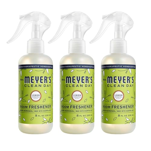MRS. MEYER'S CLEAN DAY Room Freshener, Lemon Verbena Scent, 8 Ounce Non-Aerosol Spray Bottle (Pack of 3)