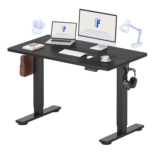 FLEXISPOT Standing Desk Electric Height Adjustable Desk with 48 x 24 Inches Splice Board, Ergonomic Memory Controller, Black Top + Black Frame