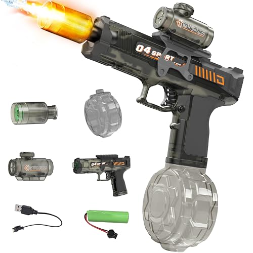 Electric Water Gun for Kids & Adults - Automatic Squirt Gun with Nozzle Flash & Water Spray, Summer Outdoor Water Blaster Pistol Pool Beach Party Toys for Boys Girls(Grey)