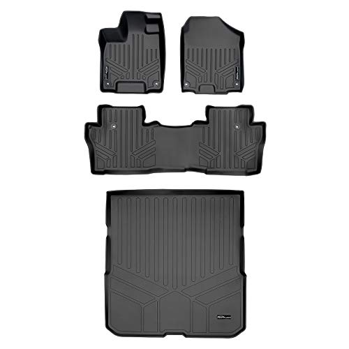 MAXLINER Custom Fit Floor Mats 2 Rows and Cargo Liner Behind 2nd Row Set for 2016-2022 Honda Pilot