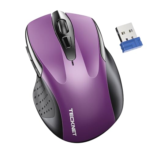 TECKNET Wireless Mouse for Laptop, Silent Mouse Quiet Click, Computer Mice Wireless, 6 Adjustable 4000 DPI Computer Mice - Purple