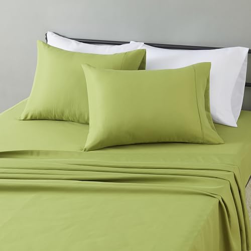 Amazon Basics Lightweight Microfiber 4-Piece Bed Sheet Set, Full, Oliver Light, Solid