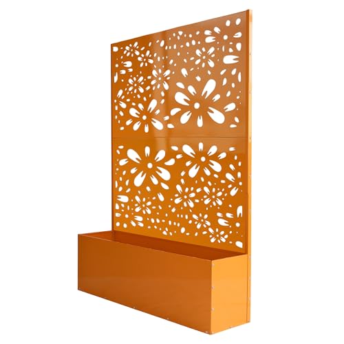 Oakland Living 6 ft. X 4 ft. Orange Freestanding Metal Privacy Screen Room Divider with Flower Box
