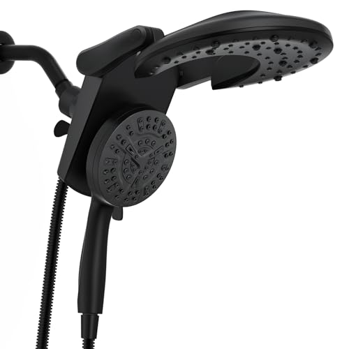 Rain Shower Head with Handheld: Foldable High Pressure Shower Heads with Handheld Spray Combo, 9 Spray Settings/Modes Hand Held Showerhead Dual Rainfall Shower Head Built-in Magnetic Docking and Jets