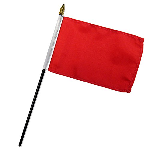 Quality Standard Flags One Dozen Red Stick Flag, 4 by 6"