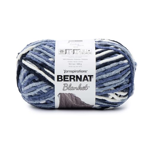 Bernat Blanket Faded Blues Yarn - 2 Pack of 10.5oz/300g - Polyester - 6 Super Bulky - 220 Yards - Knitting/Crochet