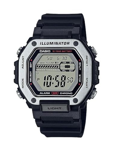 Casio LED Illuminator Dual-Time 1/100-Second Stopwatch w/ 5 Multi-Function Alarms MWD-110H-1AV