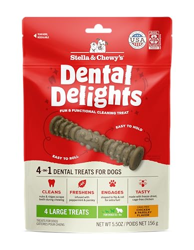 Stella & Chewy's Dental Delights with Freeze-Dried Chicken - Large Dental Treats for Dogs, 5.5 Ounce Bag