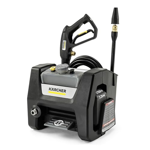 Kärcher Pressure Washer K1700PSB Cube, 3 Spray Nozzles, Detergent Tank, for Cars, Driveways, Siding, Patios, 1700 PSI 1.46 max. GPM, Black