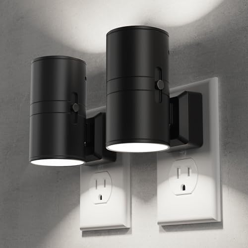 Briignite Night Lights Plug into Wall, Modern LED Night Light Plug in, Dusk to Dawn Sensor, 5000K Daylight, 0-100LM Adjustable Brightness, Dimmable NightLight for Hallway, Bedroom, Stairway, 2 Pack