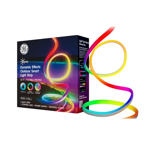 Cync GE Dynamic Effects Smart LED Light Strip with Music Sync, Color Changing Outdoor Light Strip, Compatible with Alexa and Google Home, 16ft Waterproof Light + Power Supply