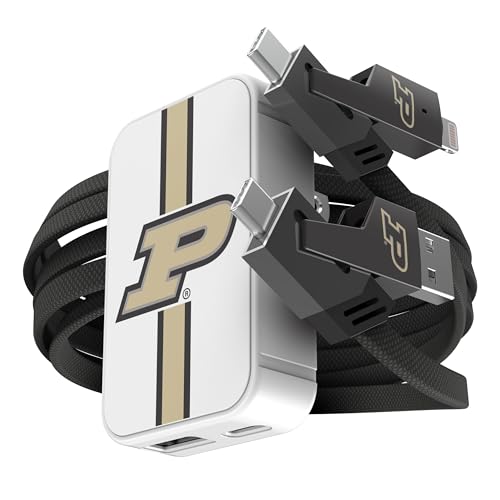 SOAR Collegiate Slim Wall Charger and 4 in 1 Multi Charging Cable, Purdue Boilermakers