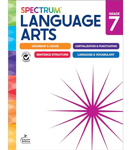Spectrum Grade 7 Language Arts Workbook, ELA Middle School Books for Kids Ages 12-13 Covering Grammar, Vocabulary, Sentence Structure, Parts of Speech, and More, Classroom or Homeschool Curriculum