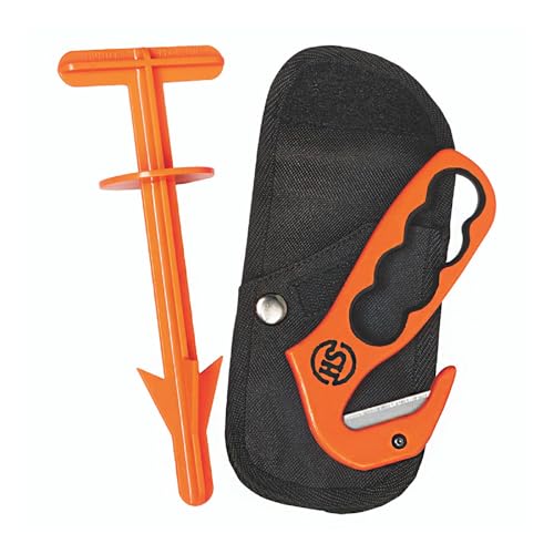 Hunters Specialties Butt Hook Combo Field Dressing Accessories - 5.7-inch Blaze-Orange Gut Hook & Butt Out 2 in Black Pouch