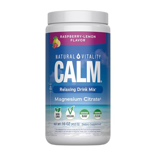 Natural Vitality Calm Magnesium 16oz Powder | Raspberry Lemon Flavored Supplement | Non-GMO, Vegan & Gluten Free Formula