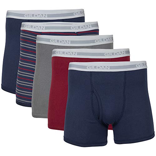 Gildan Men's Underwear Boxer Briefs, Multipack, Mixed Blue (5-Pack), Small