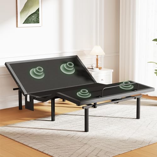 Marsail MS01-1 Full Adjustable Bed Base with Massage, 4 Ports USB A&C Bed Frame with Under-Bed Nightlight, 3 Minutes Fast Assembly, Wireless Control Adjustable Bed with 4 Height Options