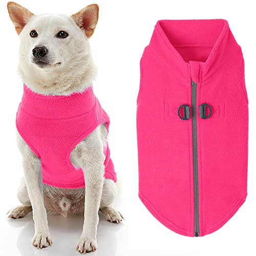 Gooby Zip Up Fleece Dog Sweater - Pink, Small - Warm Pullover Fleece Step-in Dog Jacket with Dual D Ring Leash - Winter Small Dog Sweater - Dog Clothes for Small Dogs Boy and Medium Dogs