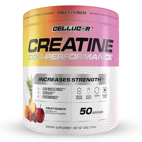 Cellucor Creatine Powder, Fruit Punch Flavor - Increases Strength, Lean Muscle Mass & Endurance, Micronized Creatine for Fast Absorption, 5g Creatine per Serving, 50 Servings