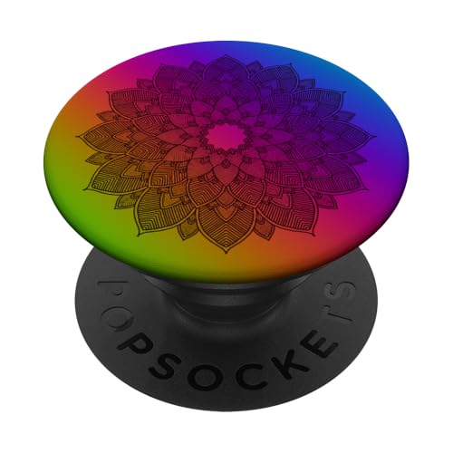 Rainbow Mandala for Peace Clarity Focus Meditate Relaxation PopSockets Adhesive PopGrip