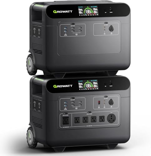 GROWATT HELIOS 3600 Portable Power Station and BP3600 Expansion Battery,7372Wh LiFePO4 Batteries 120V/240V 3600W AC Outpu Solar Generator for Home Backup, RVs, Power Outages, and Outdoor Camping