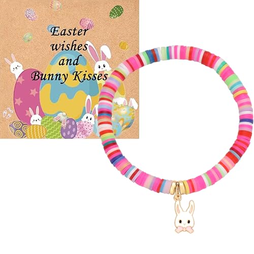 Sistble Easter Basket Stuffers, Easter Gifts Bunny Bracelets for Teens Bunny Eggs Fillers Colorful Rabbit Bracelet Teen Gifts