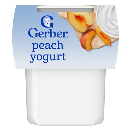 Gerber Stage 2 Baby Food, Peach Yogurt Tubs, Calcium Helps Support Bone Development, Baby Yogurt, 2-Pack
