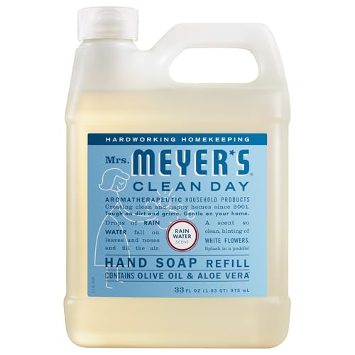 MRS. MEYER'S CLEAN DAY Hand Soap Refill, Rain Water Scent, 33 Fl Oz Bottle