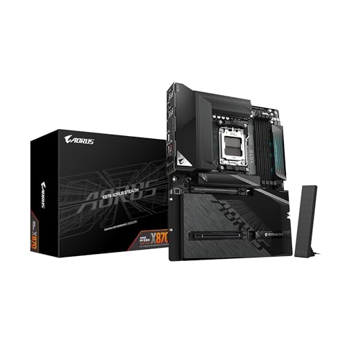 GIGABYTE X870 AORUS Stealth Reverse-Connect ATX Motherboard, Support AMD Socket AM5 Processors, DDR5, 16+2+2 Power Phase, 4X M.2, PCIe 5.0, USB4, WIFI7, 5GbE, PCIe EZ-Latch Plus, 5 Year Warranty