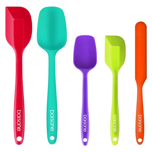 Barsone 5-Piece Silicone Spatula Set - Heat Resistant 446°F Food Grade BPA Free, Nonstick Cookware Safe Dishwasher Safe Kitchen Tools for Baking, Cooking, Stirring, Multicolor.