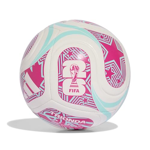 Adidas Unisex-Adult World Cup Soccer Ball, White/Flash Aqua/Shock Pink, 4