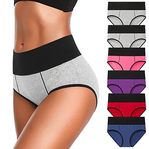 Eiggam Underwear for Women Breatherble Panties Women's Underwear Soft Cotton Brief Panties Postpartum (A-6 Pack Large)