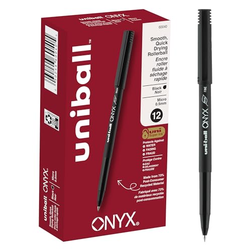 uniball Onyx Rollerball Pens, Micro Point (0.5mm), Black