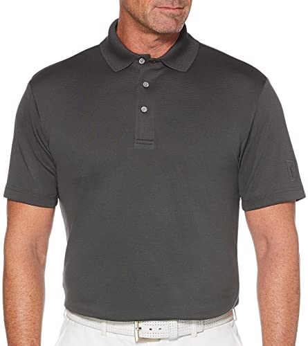 PGA TOUR Men's Airflux Short Sleeve Solid Golf Polo-Shirts, Asphalt, XXXL