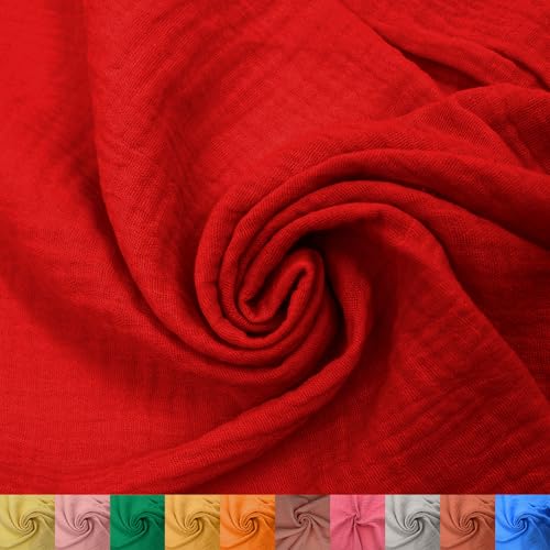 55" Wide 100% Cotton Gauze Fabric by The Yard -130 GSM, Lightweight, 2-Way Stretch, Soft & Breathable - Apparel, Crafts, Decorations, Drapery, Home Décor & DIY