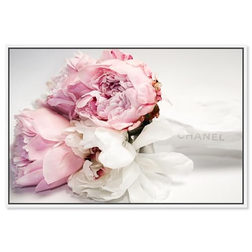 Oliver Gal Peonies and Magnolia Love Canvas Print Wall Art for Living Room, Bedroom, and Bathroom, 54" x 36", White Floater Frame