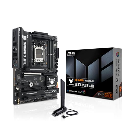 ASUS TUF Gaming B650E-PLUS WiFi AMD B650 ATX Motherboard, 12+2+1 80A DrMOS Power Stages, DDR5, PCIe 5.0 Ready, 3X M.2, Wi-Fi 6E, 2.5Gb LAN, DisplayPort, HDMI™, USB Type-C, BIOS Flashback, Aura Sync