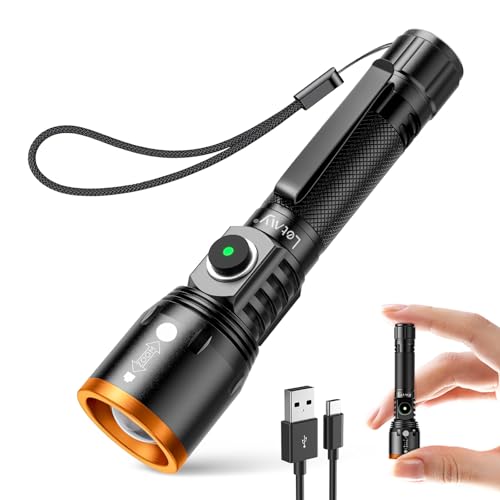 LETMY Small Rechargeable Flashlights Powerful, Zoomable Mini Flashlights High Lumens with Clip, 3 Modes&Memory Function LED Tactical Flashlight, Pocket EDC Flash Lights for Home Camping Emergency Gift