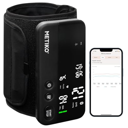 METIKO Wireless Blood Pressure Monitor Upper Arm Bluetooth Blood Pressure Machine, Ultralight Portable Rechargeable Blood Pressure Monitor, App Enabled iOS/Android BP Machine Cuff