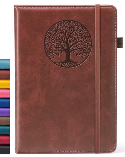BIYUNRO Lined Journal Notebook for Women & Men, Hardcover Leather Journals for Writing, Diary, Journaling, Bible, Work & Travel, A5 (Brown)