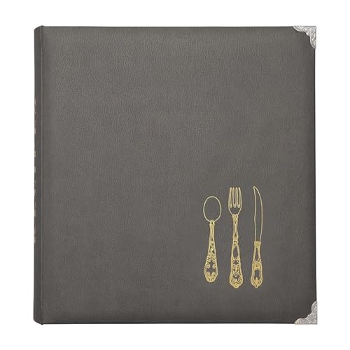 C.R. Gibson Gray Leatherette Lined Recipe Notebook, 11'' x 12''