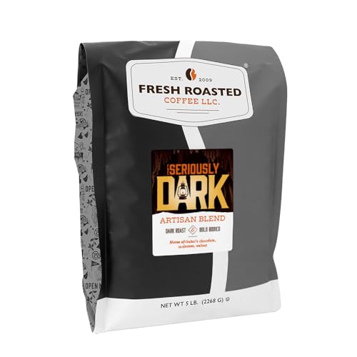 Fresh Roasted Coffee,Seriously Dark Artisan Blend,5 lb Dark Roast, Kosher, Whole Bean