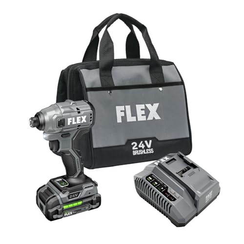 FLEX 24V Brushless Cordless 1/4-Inch Hex Compact Impact Driver Self-Tapping Screw Mode Kit with 2.5Ah Lithium Battery and 160W Fast Charger - FX1331-1A